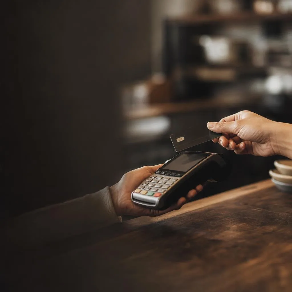 Secure card terminal at the checkout counter